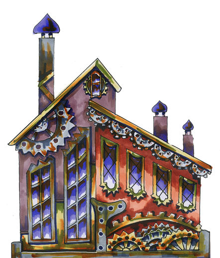 Steampunk House Illustration