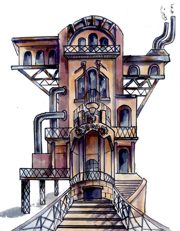 Steampunk House Illustration